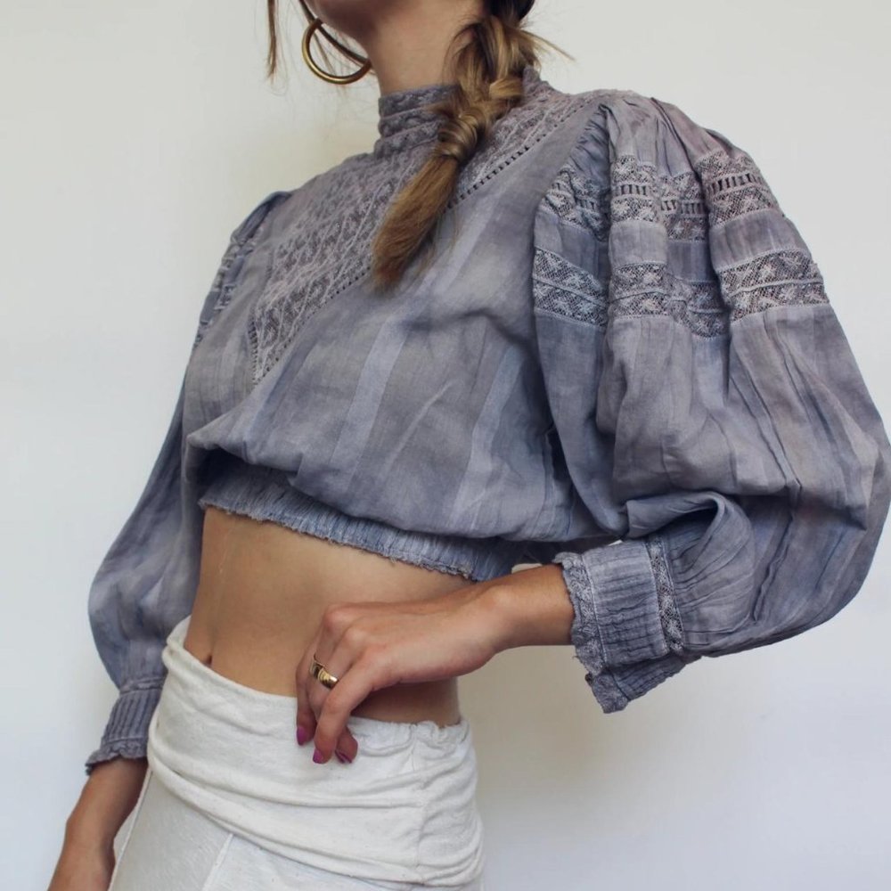 Vintage Purple Wash Edwardian Lace Top